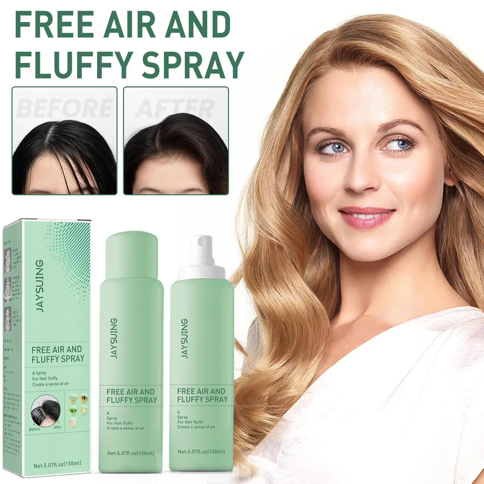 Hair Volumizing Spray No-wash Hair Fluffy Spray Non-sticky Hair Thickener For Hair Remove Oil Shamp V2v9