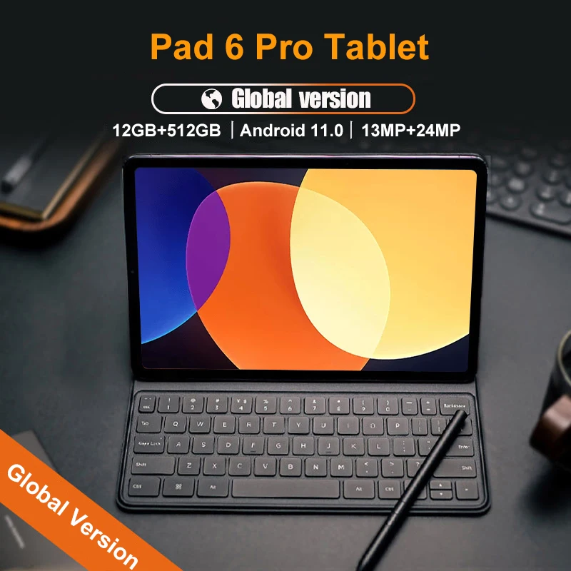 

2023 New Global Version Pad 6 Pro Tablet Android Snapdragon 888 10000mAh 12GB 512GB Tablette PC 4G 5G Dual SIM Card Tablets