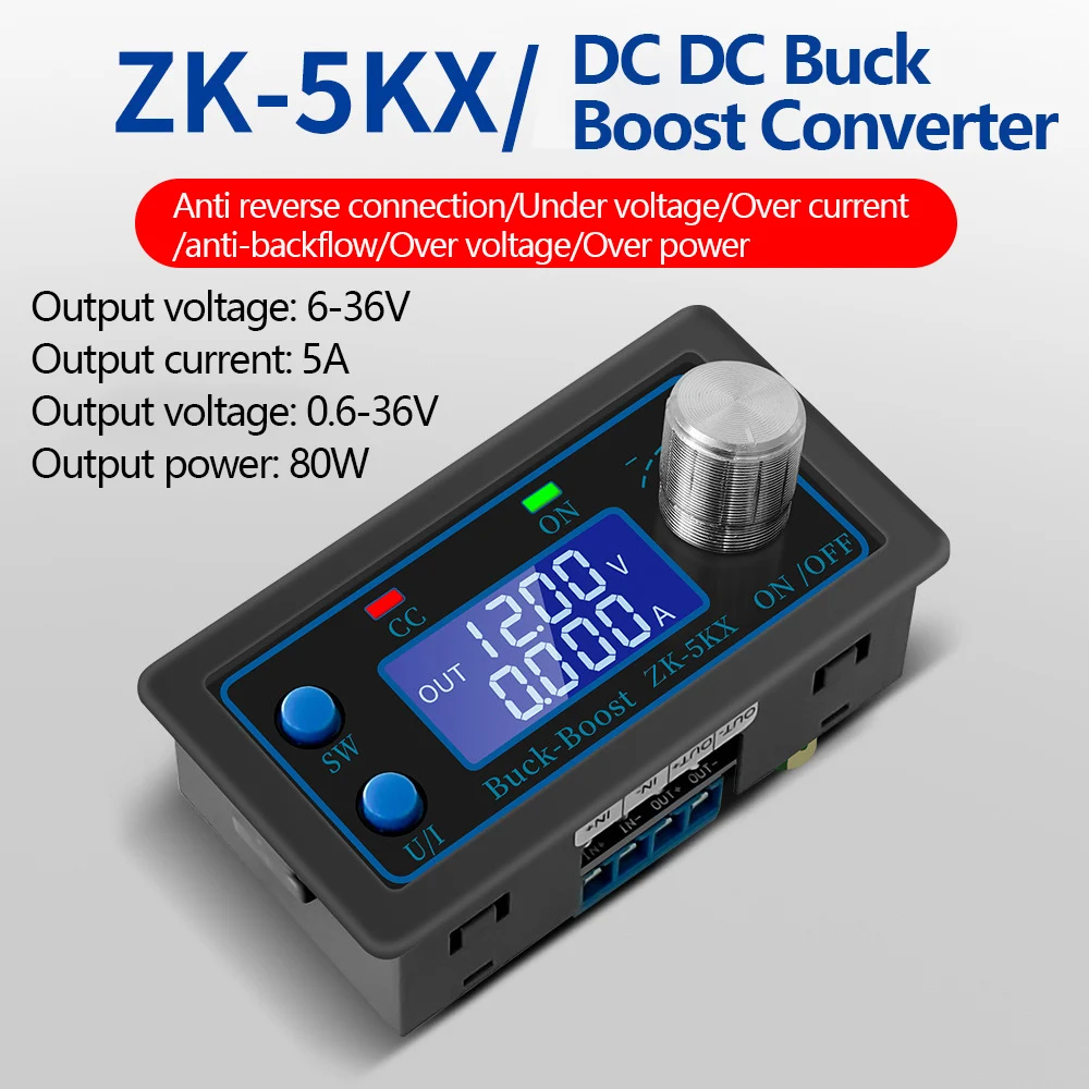 Usb-преобразователь постоянного тока с повышением постоянного тока, CC CV, 0,6-36 в, 5 А, 5 В, 6 в, 12 В, 24 В, 80 Вт, Стандартный Лабораторный источник питания