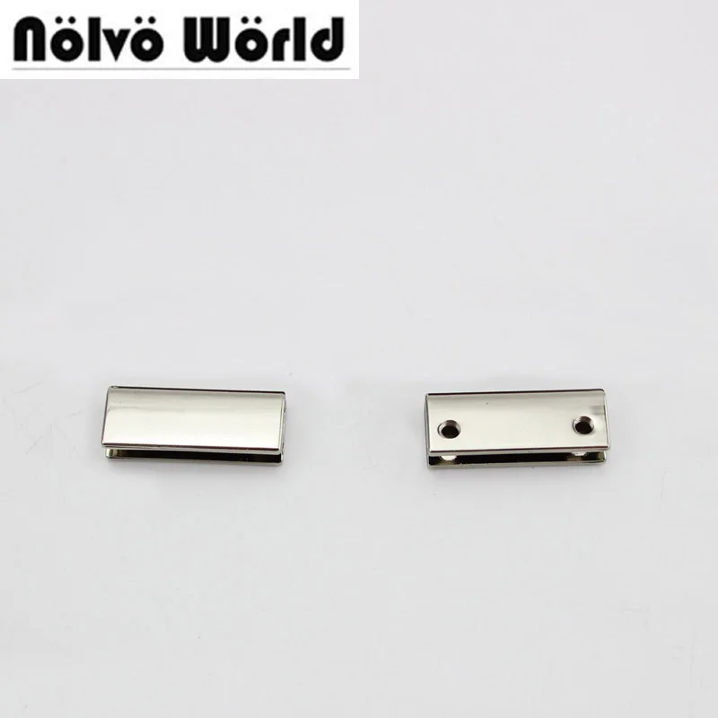 

50pcs 9 colors 25X10mm 1 inch handbag decoration end clips by screws,silver color square strap cover clasp