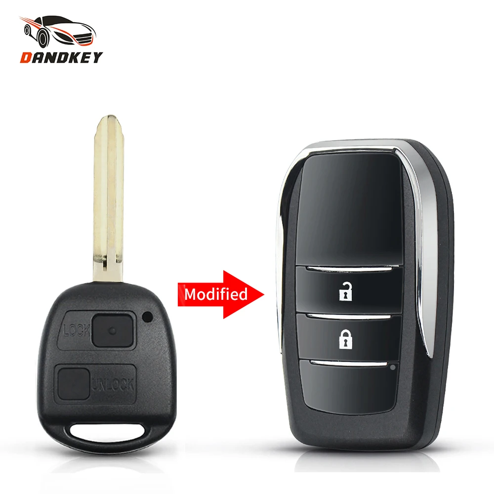 

Dandkey Modified Flip Folding Remote Key Case For Toyota Yaris Prado Tarago Camry Corolla Fob Car Key Shell Toy43 2/3 Buttons