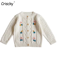 criscky autumn kids baby girls full sleeve single breated top outwear toddler children knitting clothes flocking sweater