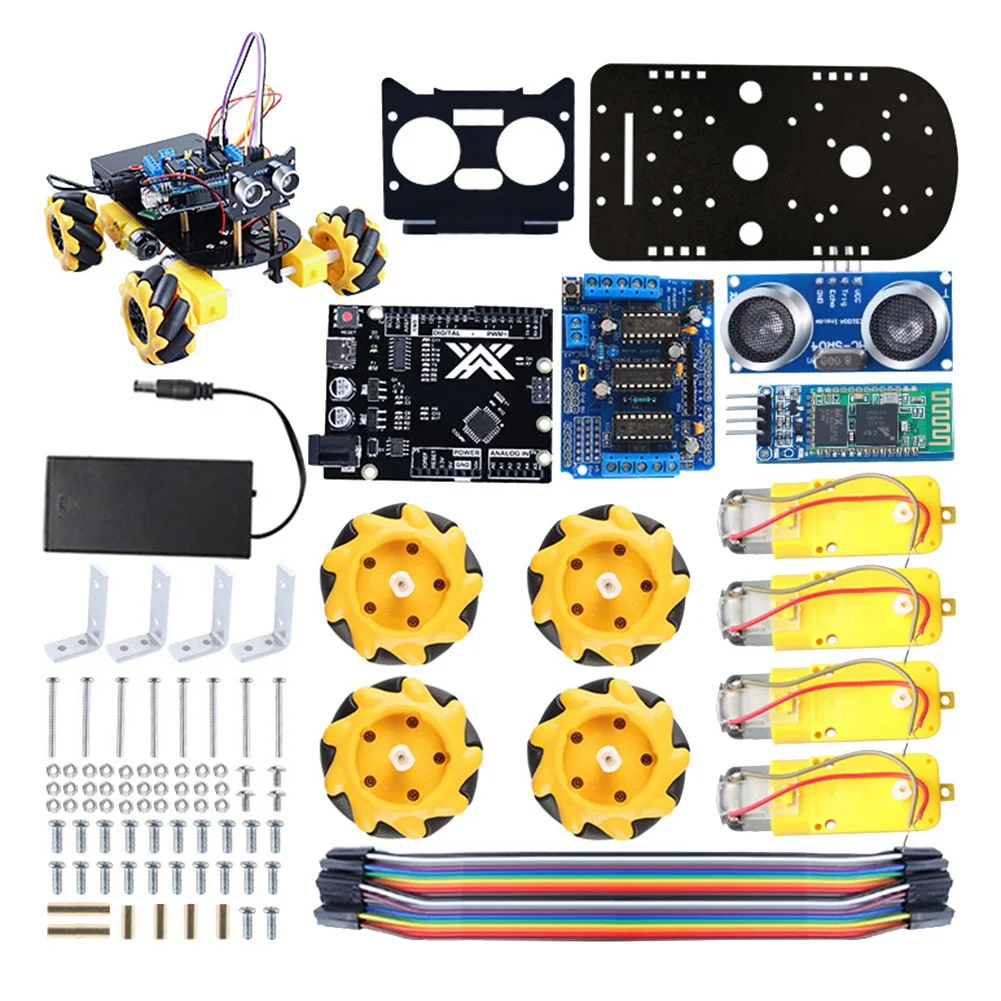 

DIY Smart Robot Car Kit L293D Motor Driven Robot for Arduino Programming Mini Mecanum Wheel Car Kit