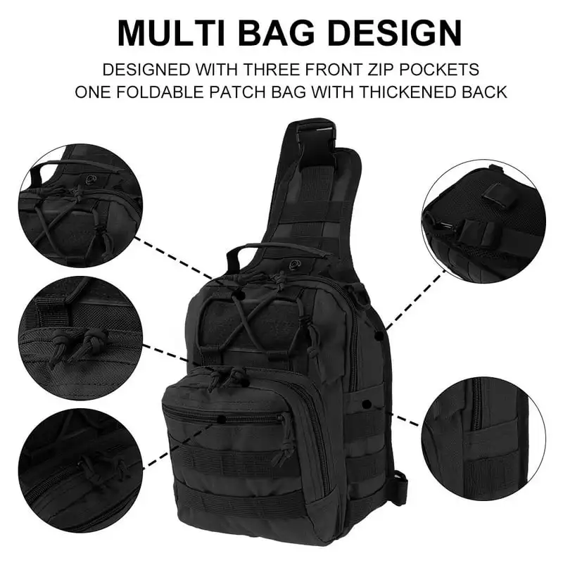 Waterproof Tactical Chest Backpack Sling Shoulder Bag Crossbody Men Outdoor Sport Running Travelling Camping Cycling Bag for Sho
