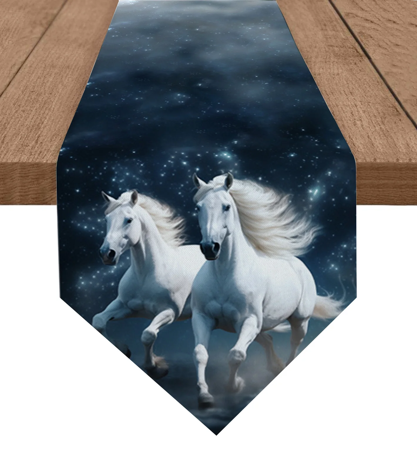 

Horse Starry Sky Clouds Table Runner Wedding Holiday Party Decoration Tablecloth Summer Kitchen Dining Table Runner