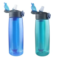 1pcs 650ml water bottle water kettle with filter water purifier outdoor camping hiking sports survival emergency supplies