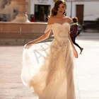 Женское свадебное платье с кисточками, элегантное пляжное платье-трапеция с открытыми плечами и аппликацией, 2022