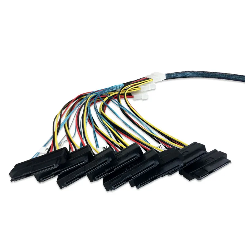 CEACENT 80 см в длину Тонкий SAS SFF8654 8I до 8 * SFF8482 + Большой 4P кабель питания 12G NVMe