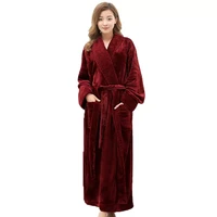 korean style womens autumn winter warm terry kimono thicken loose nightgown v neck long sleeve with sashes ladies bath robe