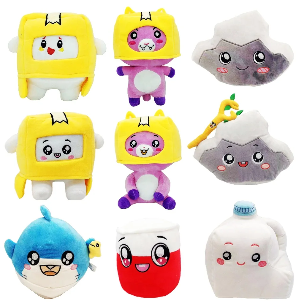 

lankybox carton villain fox stone pillow milk tree bucket shark plush toy doll doll