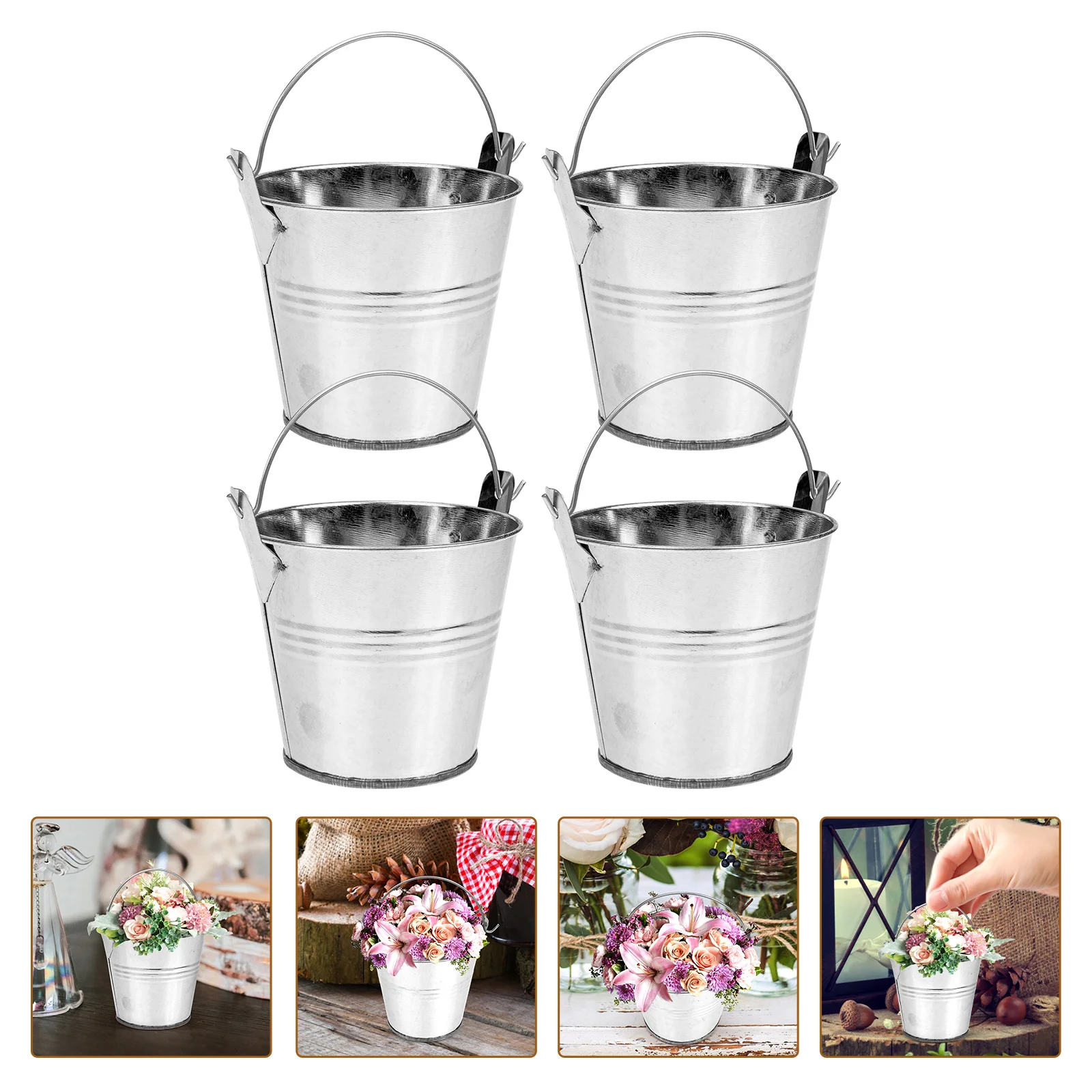 

Bucket Flower Metal Mini Tin Pot Iron Planter Galvanized Vase Buckets Pailswedding Rustic Gardenhandle Basket Candy Baskets