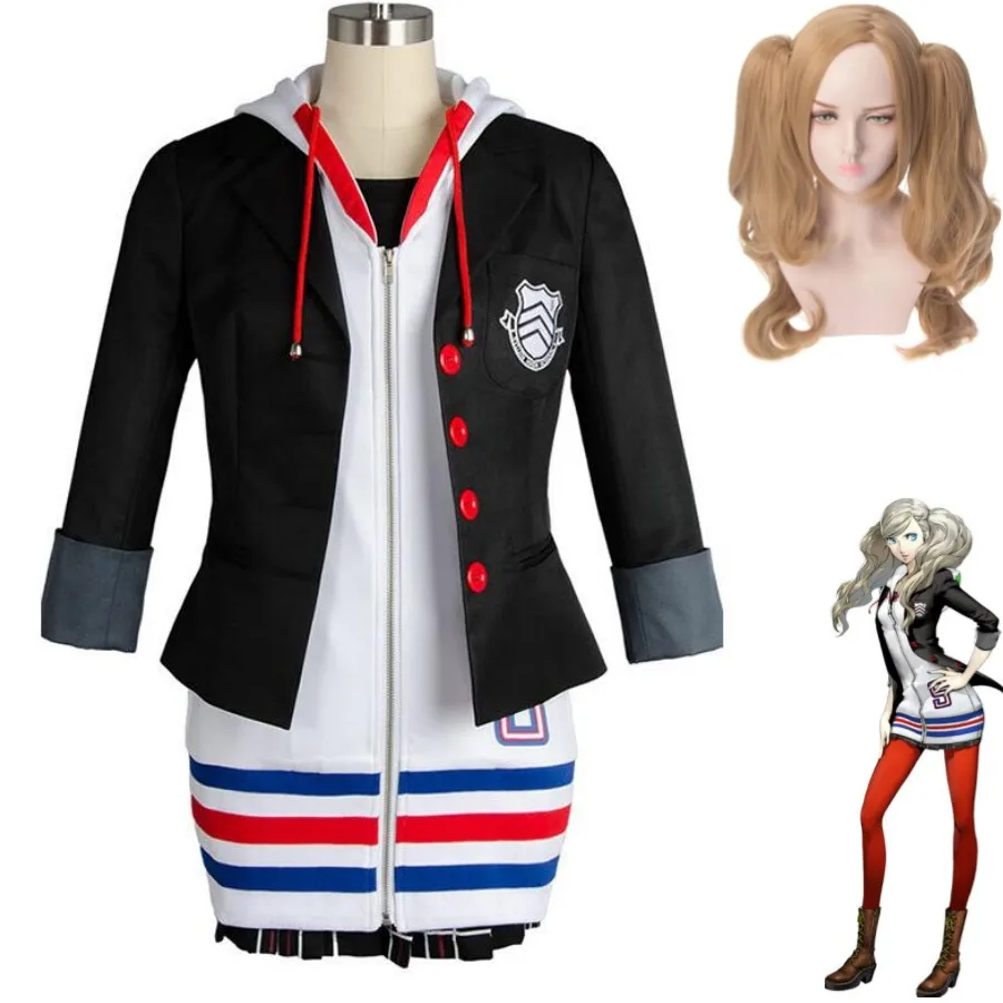 

Anime Game Persona 5 P5 Anne Takamaki Panther Cosplay Costume Wig Japanese Campus Uniform Full Set Woman Sexy Carnival Suit