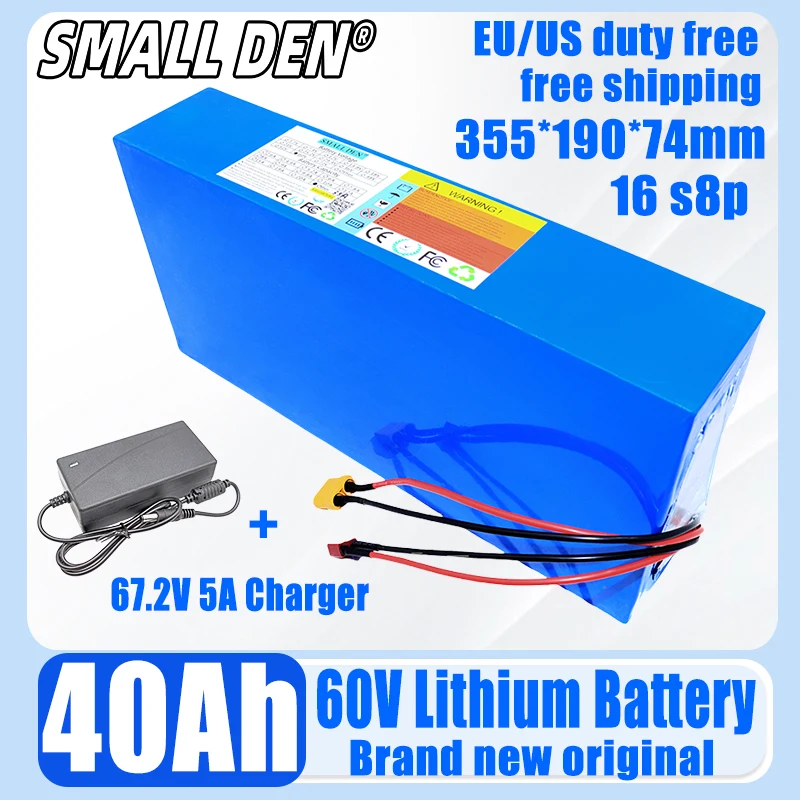 60 в 40 Ач 16s8p 21700 новый комплект литиевых батарей 1000-3000 Вт Высокая мощность подходит
