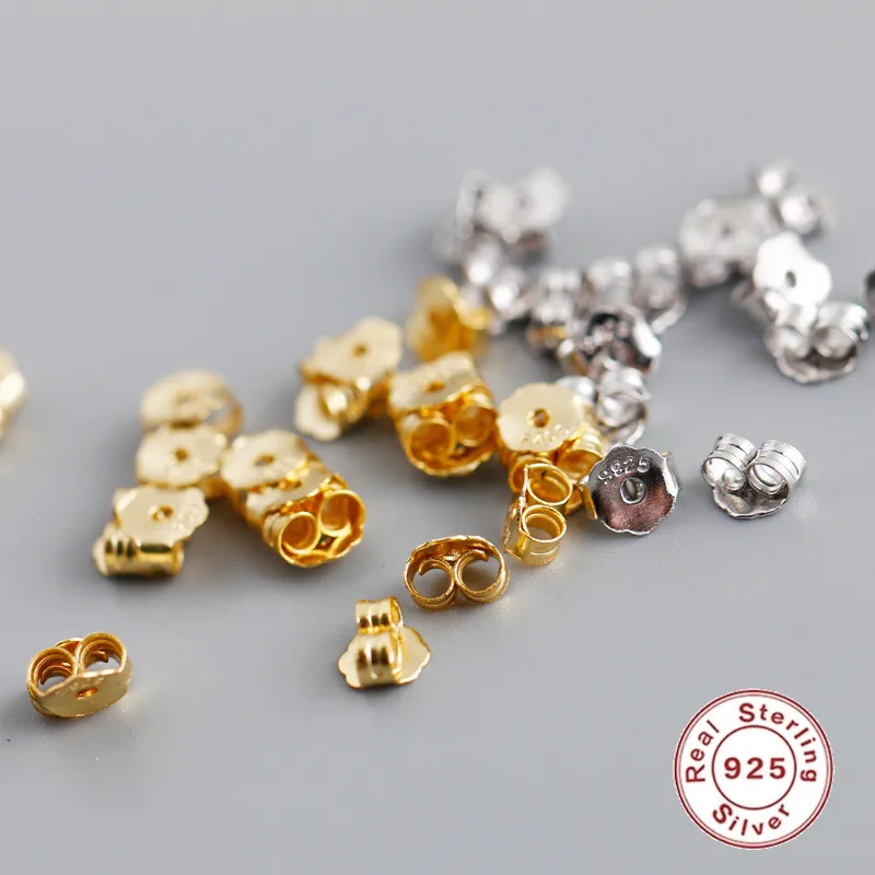 CCFJOYAS-Tapones para las orejas de Plata de Ley 925, color dorado y plateado, accesorios de joyería, 50 unids/lote