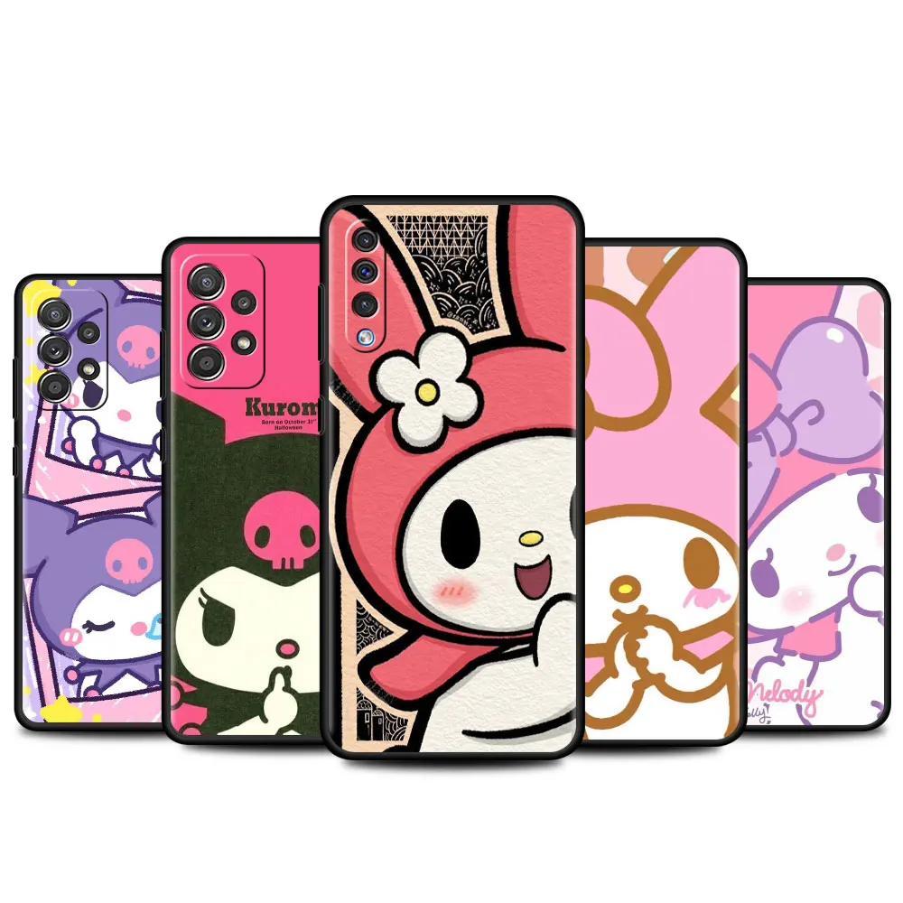

Shockproof Fundas Kuromi Kawaii Case For Samsung Galaxy A50 A73 A53 A33 A13 5G A04 A03 A01 A70 A20 Black Phone Cover Soft Capa