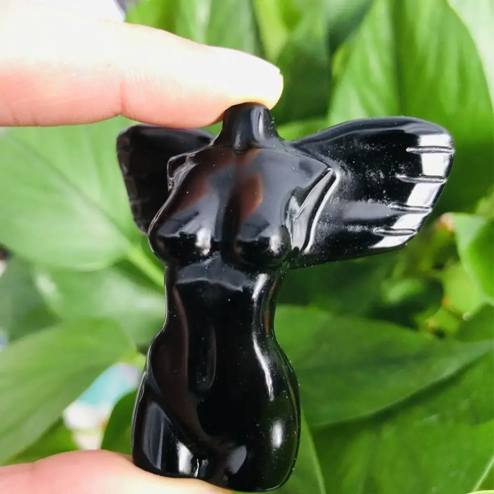 

Natural Black Obsidian Women Body Crystal Goddess Statue Gemstone Figurine Lady Model Carvings Jewelry Home Decor 1Pc