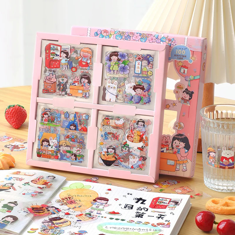 

Mr. Paper 100pcs/box Kawaii Characters Stickers Creative Cartoon Cute Girls Hand Account Decoration Stationery Stickers
