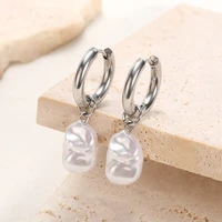 fashion baroque irregular pearls earrings for women charming pearl hoop earrings minimalist ear pendientes wedding jewelry gifts