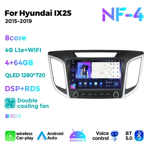 NF двойной вентилятор охлаждения Android все в одном для оригинального стиля Hyundai Creta IX25 2015 - 2019 автомобильный радиоприемник мультимедийный плеер для Carplay