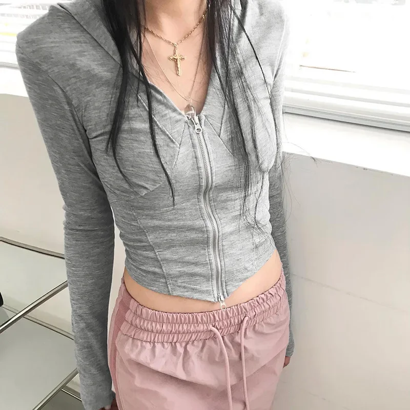 Осень/зима Pure Desire Эстетическая однотонная укороченная толстовка для похудения с