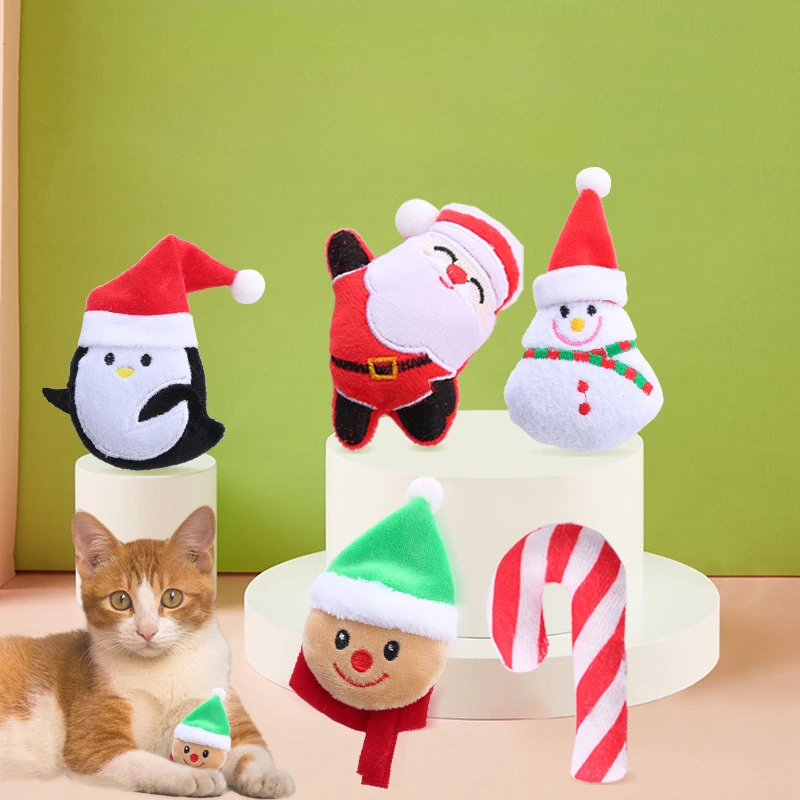 

Рождественская серия, самовозбуждающаяся игрушка в виде кошачьей мяты, плюш + вата + кошка, Мятная кошка, рождественские игрушки, кошка, товары для домашних животных