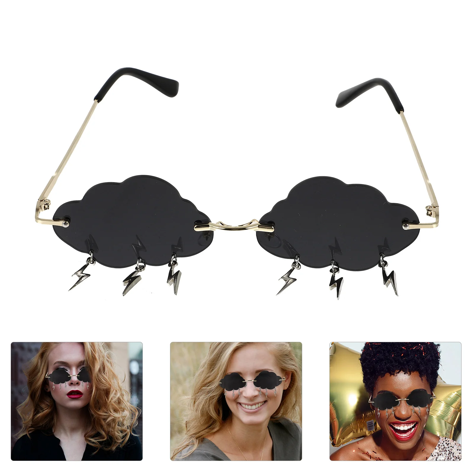 

Sunglasses Glasses Cloud Party Disco Rimless Funny 90S Eyeglasses Shaped Novelty Frameless Fashion Women Eyewear Tassel Clouds