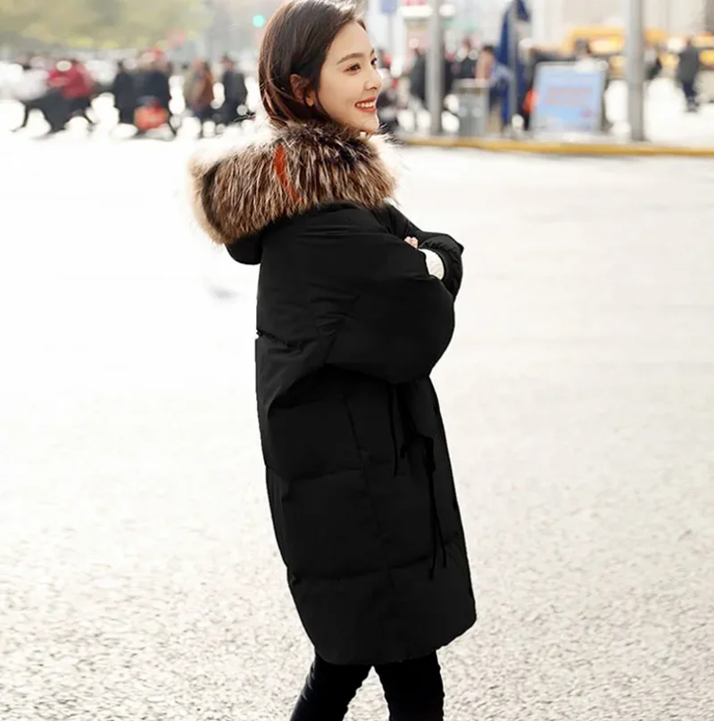 Winter Jacket Women Parka Warm Down Cotton Coats Female Loose Hooded Long SleeveThicken Oversize Women Winter Coat Padded Black