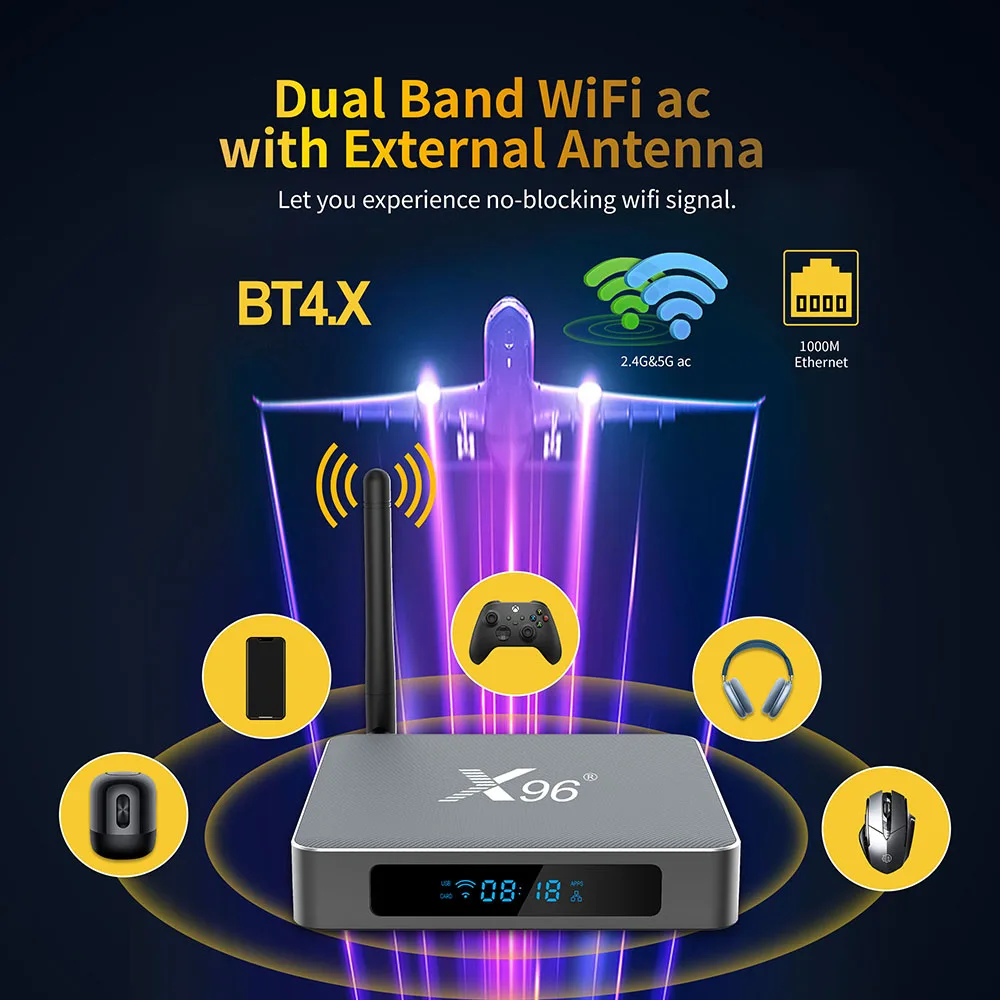 Super TV Box X96 X9 S922X Ott 4K HD H.265 Dual WiFi с антенной box Поддержка 3D-дисплея