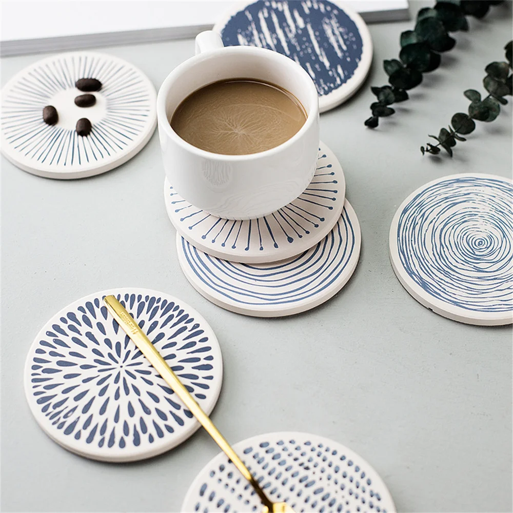 

Diatom Mud Heat Insulation Art Crafts Gift Round Dinner Plate Soup Bowl Pad Distinctive Dining Table Protector Pad Diatomite