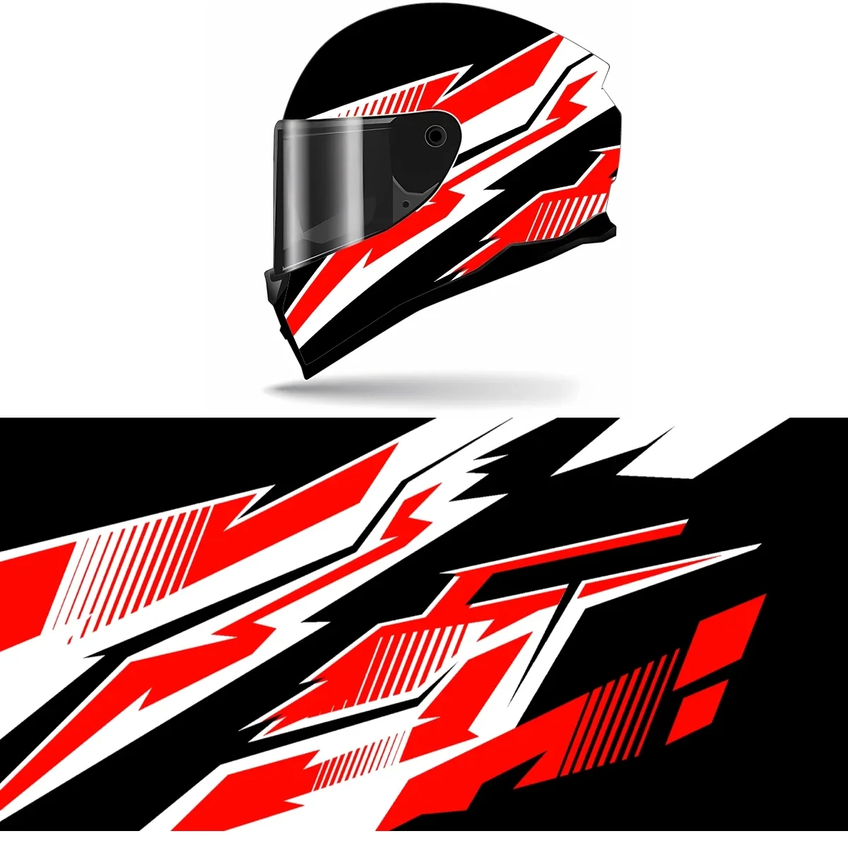 Бело-красные геометрические фигуры наклейки для мотоциклетного шлема