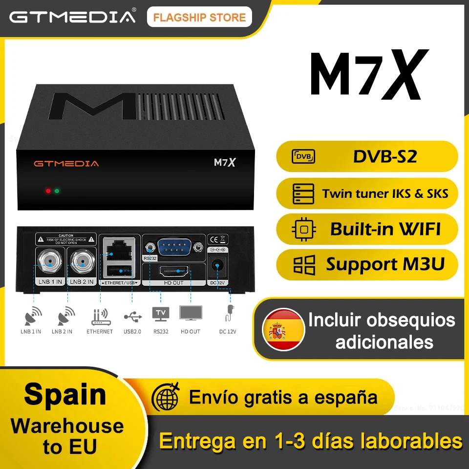 

2022 NEW GTMEDIA M7X Satellite Receiver tv box Built-in 2.4G WIFI 1080P DVB-S2 VCM/ACM/multi-stream support lKS &SKS