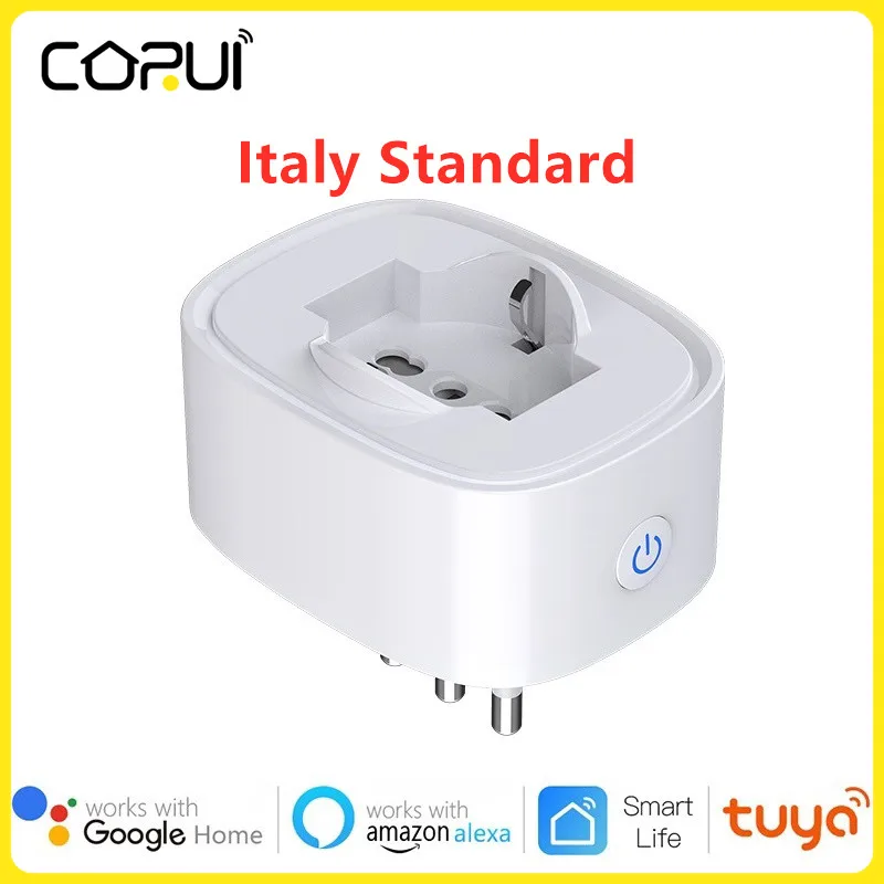 

CoRui Tuya WiFi Smart Plug Socket 16A Power Monitor Timing Function Smart Life APP Control Outlet With Alexa Google Home Italy