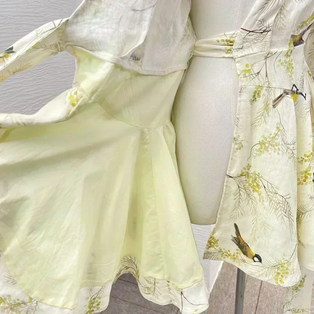 Льняное платье Domedeer светло-желтого цвета