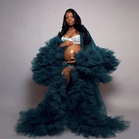 sexy maternity dress for woman sheer ruffled tulle photo shoot pregnant gown robes photography props