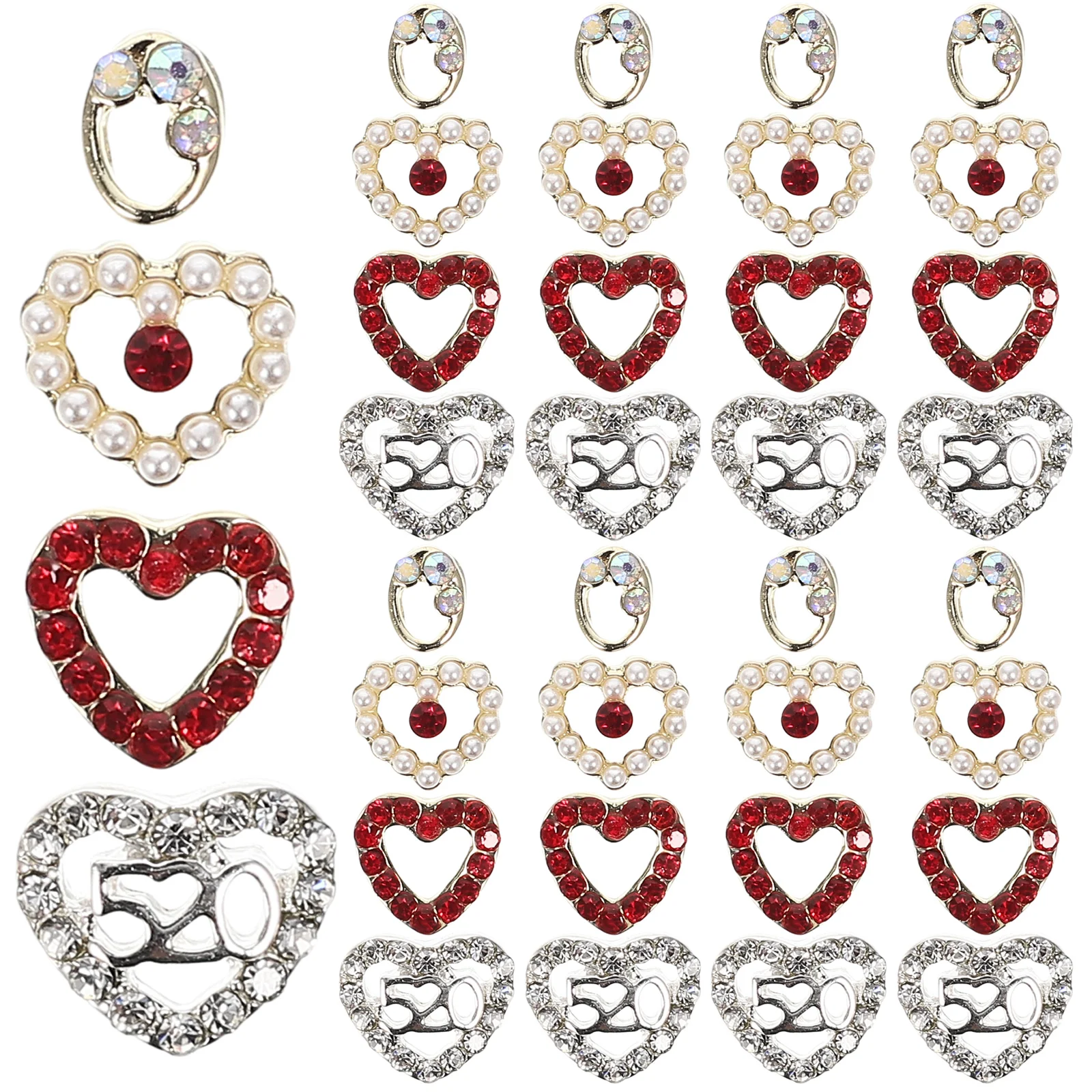 

Nail Charms Heart Nails Rhinestones Decor Valentines Accessories Diy Charm Valentine Decoration Manicure Patches Alloy Diamond