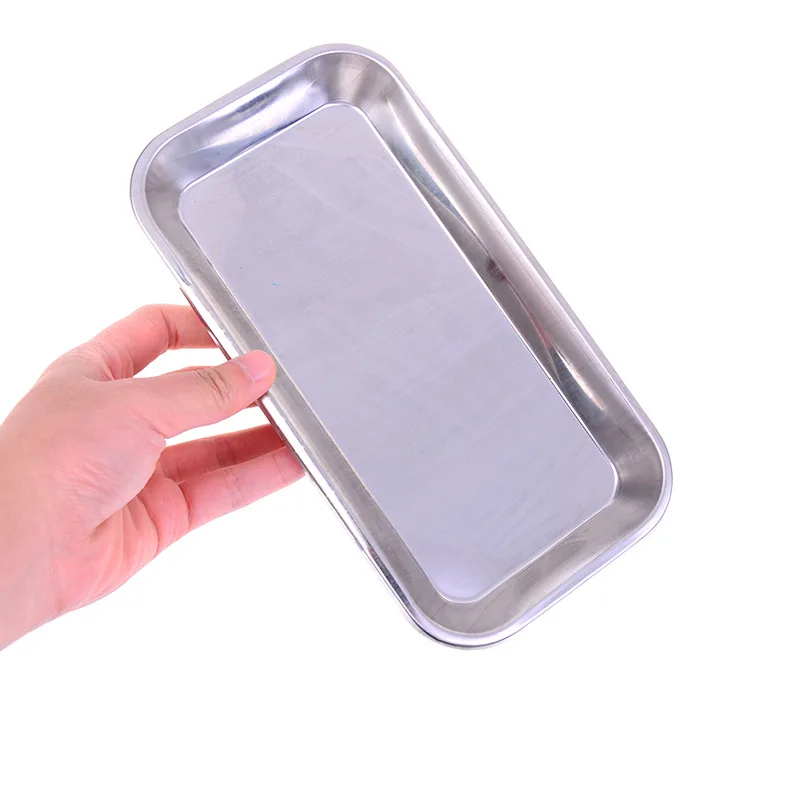 

1PC Stainless Steel Cosmetic Storage Tray Nail Art Equipment Plate Doctor Surgical Dental Tray False Nails Dish Tools
