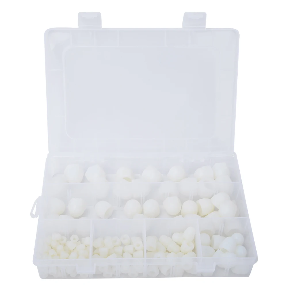 

145Pcs Hex Bolt Cap White Rubber Nut Protection Cover for Screw Kit Accessories Hardware Tool