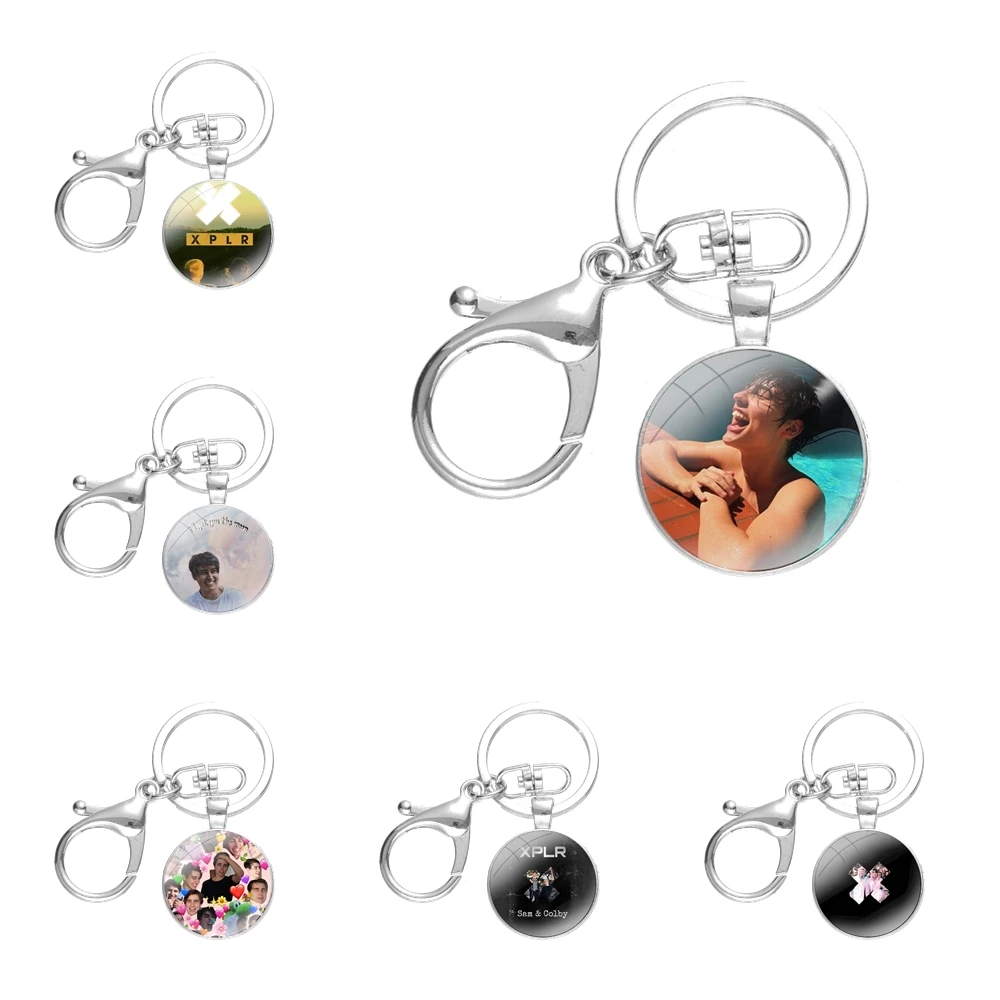 

Sam and Colby Keychain Handmade Glass Cabochon Key Ring Holder Pendant Key Chains Fashion Creative Cartoon Design