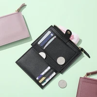 solid color multi slot card holder pu leather coin purse wallet for women clutch bag business short purse