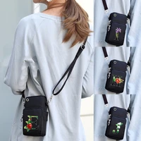 universal shoulder mobile phone bag for samsunghuawei outdoor sport arm pouch 26 letters flowers print crossbody pack with case