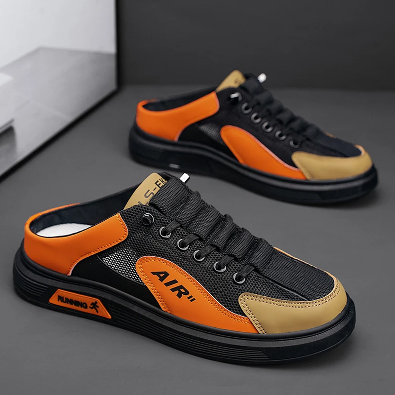 

2023 Summer Men Mesh Shoes Casual Fisherman Slippers Slip-On Loafers Platform Male Sneakers Fashion Sport Luxury Outdoor Tennis