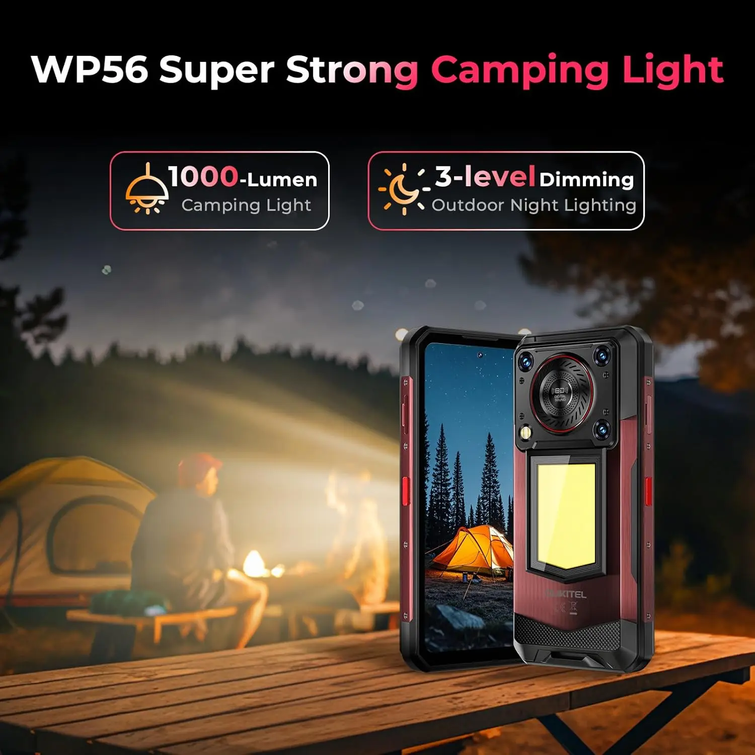 Фото Прочный смартфон OUKITEL WP56 5G, 16000 мАч/45 Вт, 36 ГБ + 512 ГБ/2 ТБ, Android 15, разблокированный, с фонарем 1000 люмен, 6,8 дюйма №2
