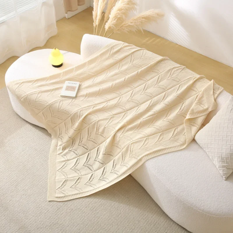 Простое однотонное вязаное шерстяное автомобильное авиационное одеяло домашнее