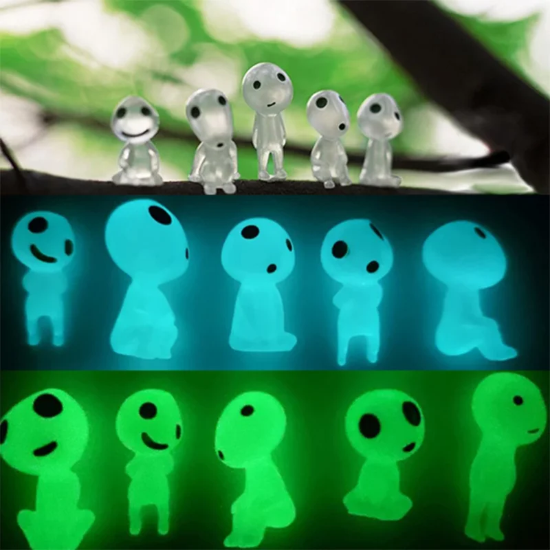 

10Pcs Luminous Tree Spirits Micro Landscape Figure Ornament Glowing Miniature Statue Garden Potted Accessories