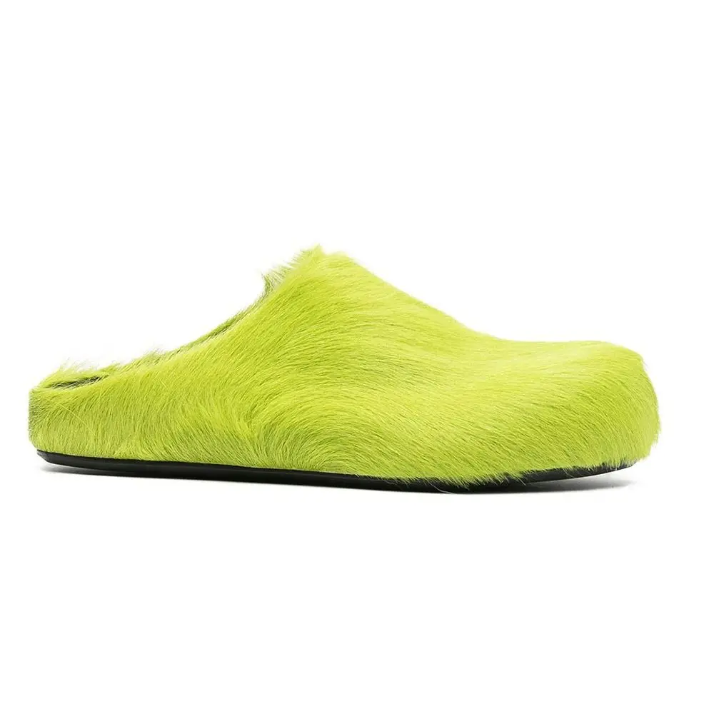 2023 Designer Brand Fashion Fur Horse Hair Slippers Casual Vacation loafers Shoes Flats Thick Sole Leisure Outwear Mule Shoes