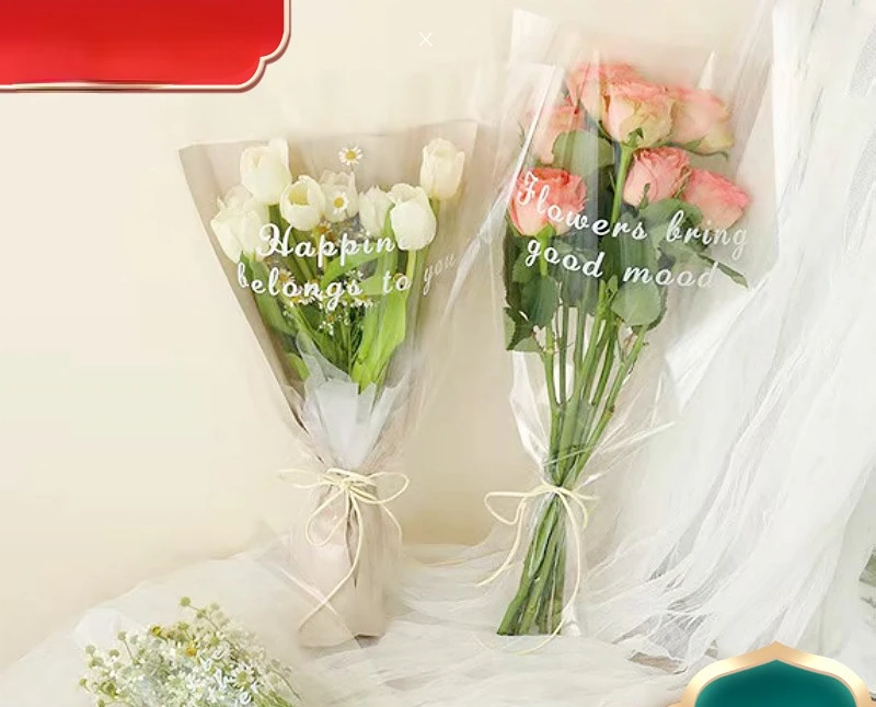 

50 pcs/pack transparent flower packaging bag small bouquet wrapping paper flower shop DIY packaging material