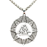 retro mythology norse valknut symbol amulet viking necklace scandinavian talisman jewelry male gifts