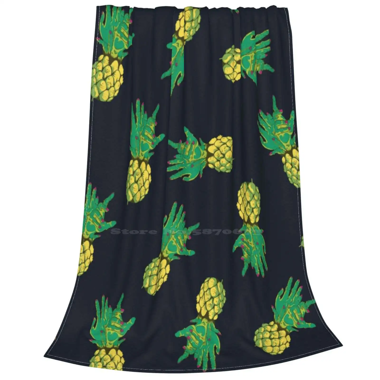 Новое модное мягкое теплое одеяло с принтом зомби ананас фрукты синий желтый