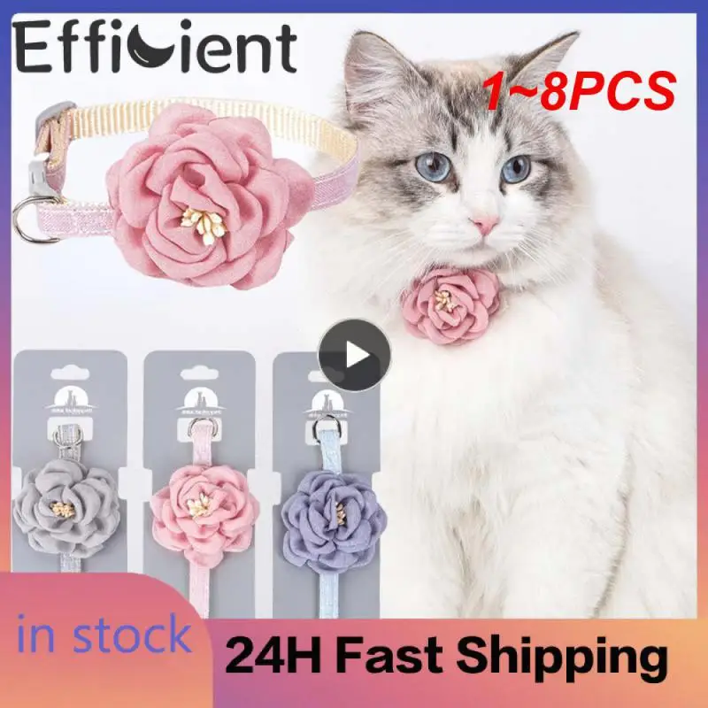 

1~8PCS Cat Collar Adjustable Bow Tie Cat Flower Collar Safety Button Tie Necklace Puppy and Cat Gift Pet Accessories Puppy
