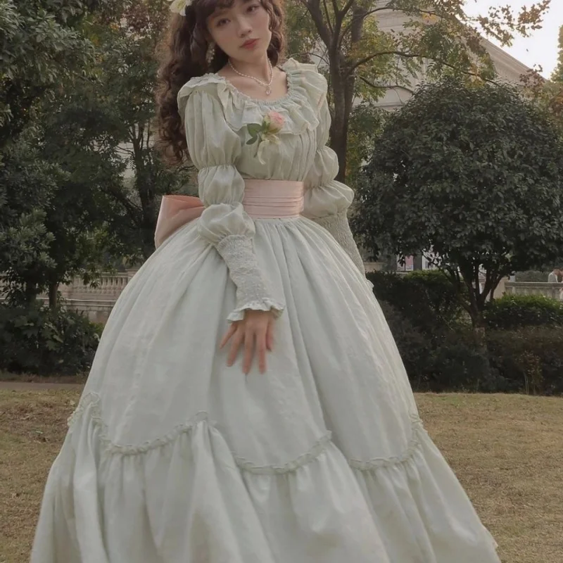 

Милое Платье в стиле "Лолита", модель 2022 года, весенне-осенние женские платья во французском стиле для женщин, однотонные мягкие платья с дли...